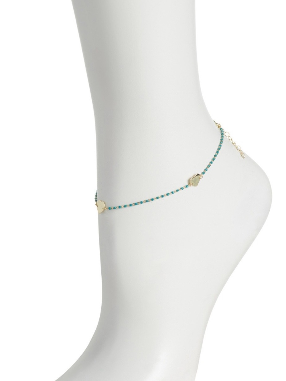Rebecca Minkoff Goldtone Heart & Turquoise Bead Anklet